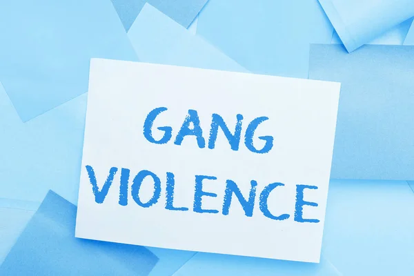 Texto Que Mostra Inspiração Violência Gangues Violação Conceito Negócio Das — Fotografia de Stock