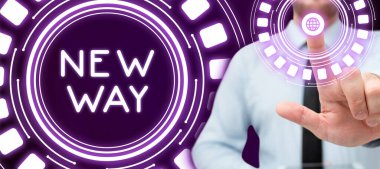 Yeni bir yol, kavramsal fotoğraf sunan metin başlığı bir yerden bir yere taşınıp değişiklik yapmak ve yeni bir şey yapmak için