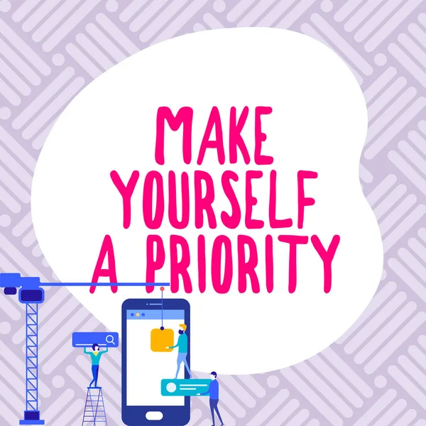 Bildunterschrift Make Yourself Priority Ein Wort Das Auf Das Denken — Stockfoto