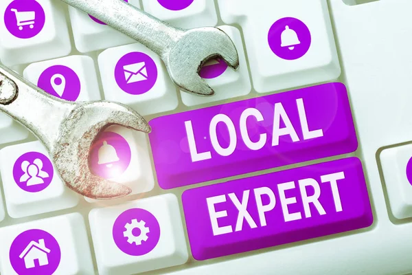 Inspiration Showing Sign Local Expert Internet Concept Offers Expertise Assistance — Stock Fotó