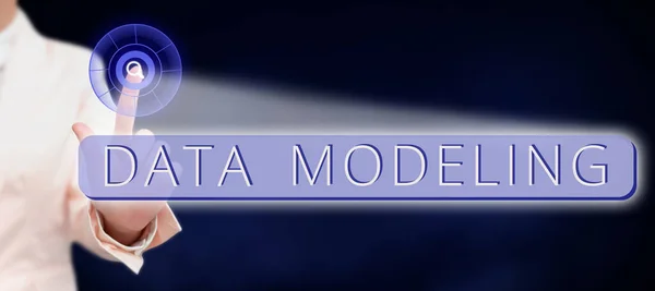 Sinal Texto Mostrando Modelagem Dados Processo Conceito Negócio Transferência Dados — Fotografia de Stock