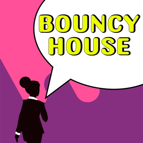 Skriva Visning Text Bouncy House Word Automated Program Som Körs — Stockfoto