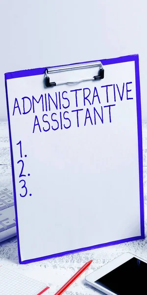 Text Caption Presenting Administrative Assistant Business Approach Administration Support Specialist — Foto Stock
