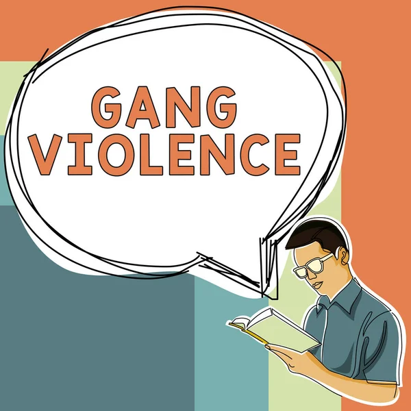 Textová Značka Zobrazující Gang Násilí Obchodní Přehled Porušení Zákonů Způsobených — Stock fotografie