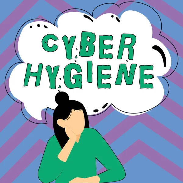 Konceptvisning Cyber Hygiene Business Visa Upp Steg Som Datoranvändare Tar — Stockfoto