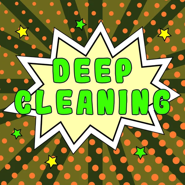 Text Bildtext Presenterar Deep Cleaning Word För Handling Att Grundligt — Stockfoto