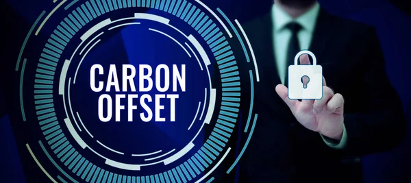 Handstil Carbon Offset Business Showcase Minskning Utsläpp Koldioxid Eller Andra — Stockfoto