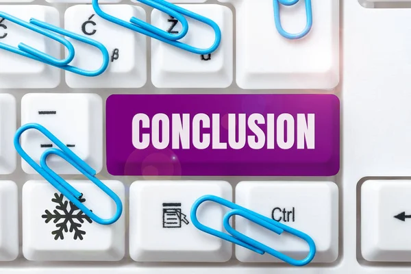 Exibição Conceitual Conclusão Significado Conceito Análise Resultados Decisão Final Fim — Fotografia de Stock