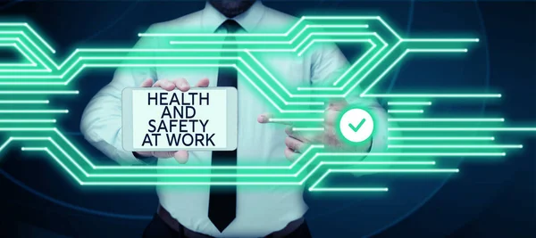 Leyenda Conceptual Salud Seguridad Trabajo Word Secure Procedures Prevent Accidents —  Fotos de Stock