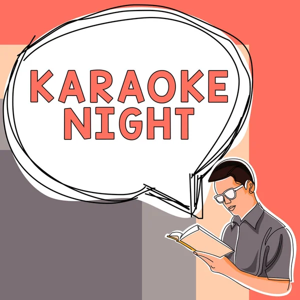 Textschild Mit Karaoke Nacht Geschäftsidee Unterhaltung Die Instrumentalmusik Mitsingt Die — Stockfoto