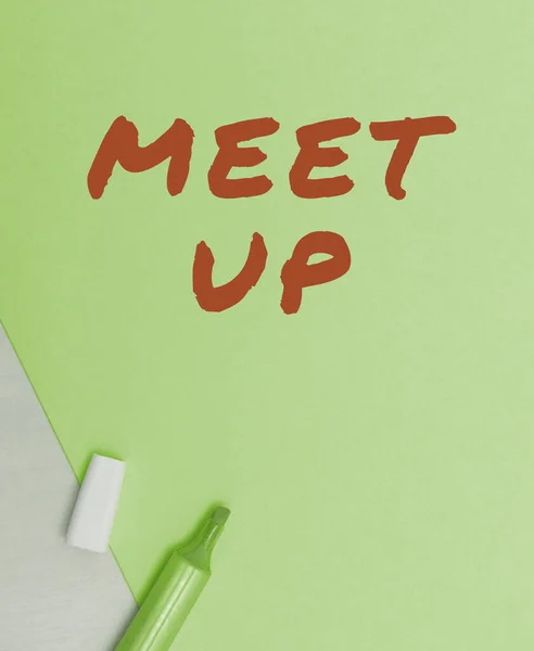 Título Conceptual Meet Word Written Informal Meeting Gathering Teamwork Colaboración — Foto de Stock