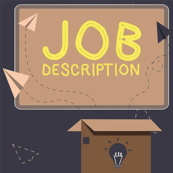Sign Displaying Job Description Business Showcase Document Describes Responsibilities Position — Photo