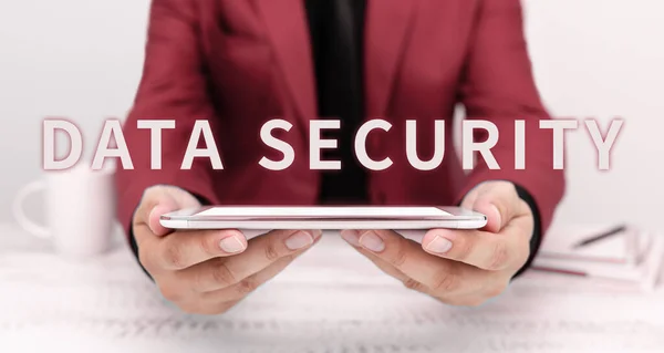 Firma Mostrando Seguridad Datos Concepto Que Significa Confidencialidad Cifrado Discos — Foto de Stock