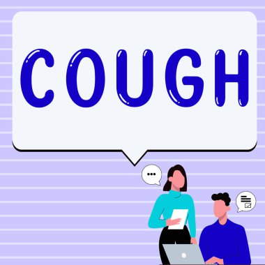 Kavramsal Öksürük, iş konsepti, hava yollarının aniden açılması.