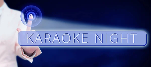 Szöveg Felirat Bemutatása Karaoke Night Üzleti Ötlet Szórakozás Énekel Hangszeres — Stock Fotó