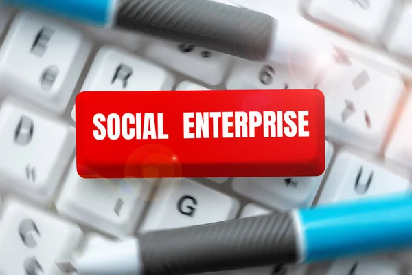 Text Sign Showing Social Enterprise Business Concept Business Makes Money — Stock Photo, Image