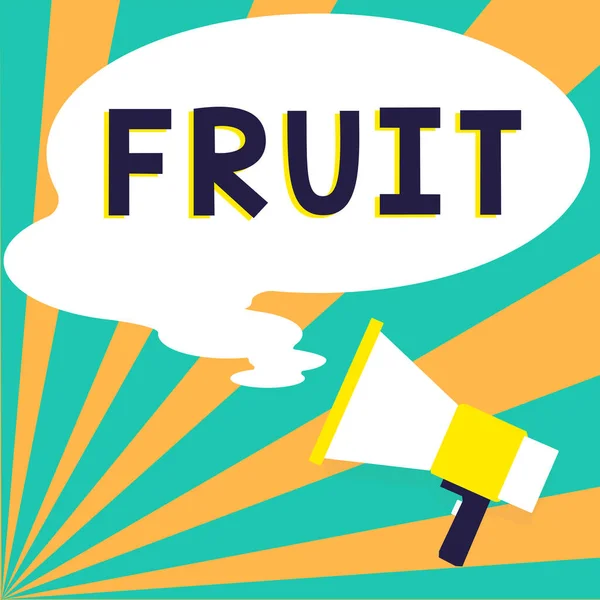 Κείμενο Που Δείχνει Έμπνευση Φρούτα Επιχειρηματική Επισκόπηση Γλυκό Και Σαρκώδες — Φωτογραφία Αρχείου