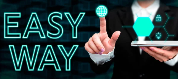 Szöveg Megjelenítése Easy Way Üzleti Megközelítés Amely Nehéz Döntést Hoz — Stock Fotó
