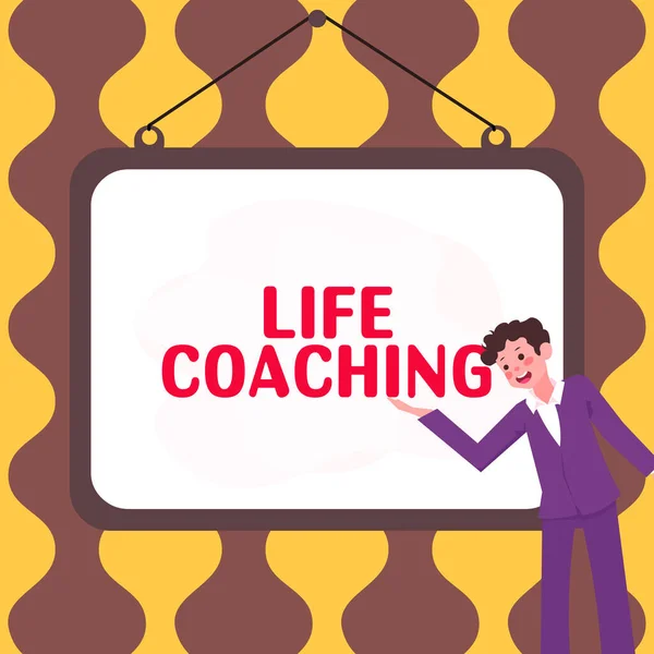 Logga Och Visa Life Coaching Internet Concept Förbättra Livet Efter — Stockfoto