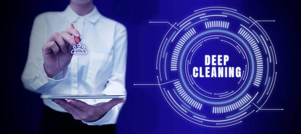 Ręczne Pisanie Znaku Deep Cleaning Pomysł Biznes Akt Gruntownego Usunięcia — Zdjęcie stockowe