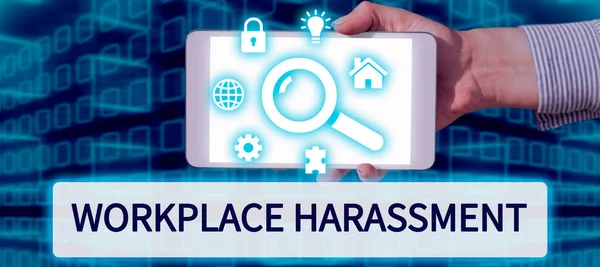 stock image Writing displaying text Workplace Harassment, Word Written on Different race gender age sexual orientation of workers