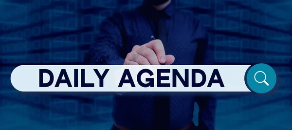 Handwriting Text Daily Agenda Business Overview List Items Discussed Daily — Stockfoto