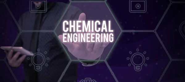 Концептуальный Дисплей Chemical Engineering Internet Concept Developing Things Dealing Industrial — стоковое фото