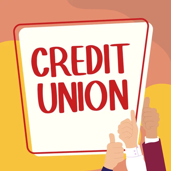 Writing Displaying Text Credit Union Business Idea Cooperative Association Makes — Fotografia de Stock