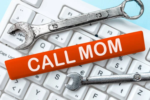 Signe Texte Montrant Call Mom Idée Entreprise Tentative Communiquer Avec — Photo