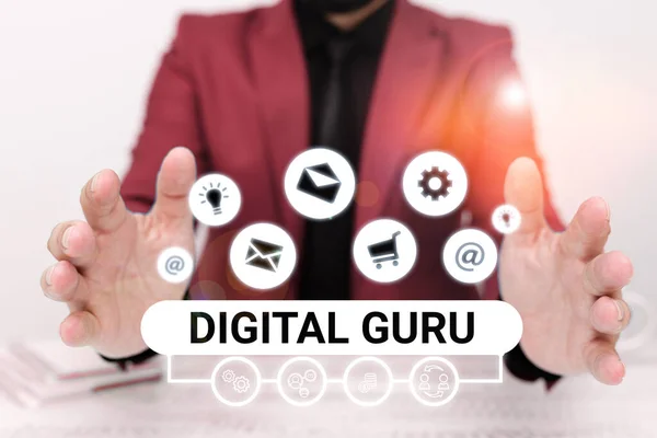 Konzeptionelle Anzeige Digital Guru Business Konzept Lehrer Und Intellektueller Führer — Stockfoto