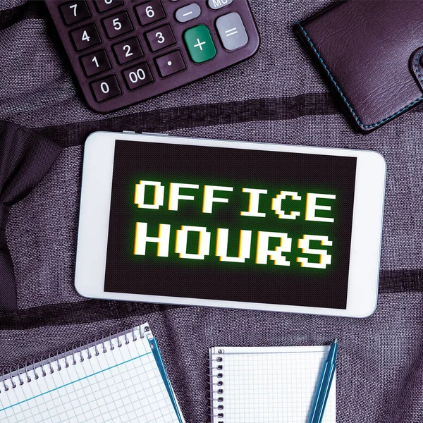 Handschrift Zeichen Bürozeiten Konzept Bedeutet Die Stunden Die Normalerweise Geschäftlich — Stockfoto