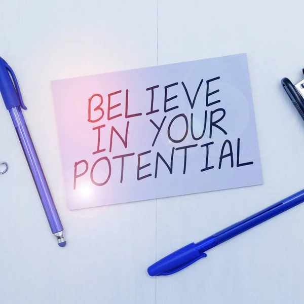 Text Showing Inspiration Believe Your Potential Business Showcase Have Self — Stok fotoğraf