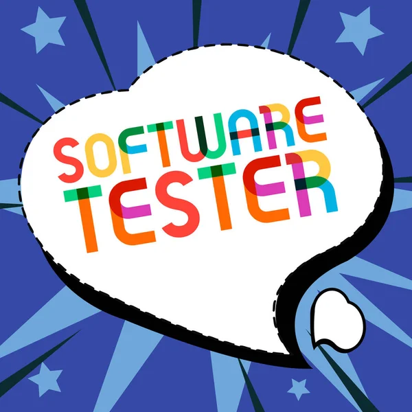 Skriva Visning Text Software Tester Word Skrivet Genomförs För Att — Stockfoto
