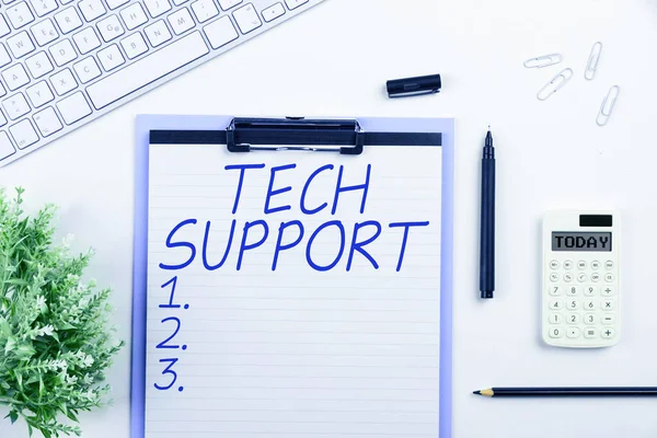 Handschreibzeichen Tech Support Konzeptfoto Unterstützung Von Personen Die Technische Probleme — Stockfoto
