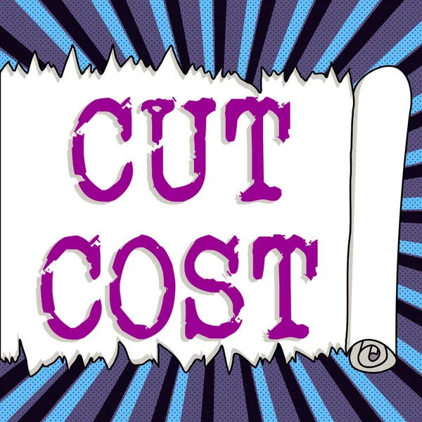 Handskriftsskylt Cut Cost Affärsöversikt Genomförda Åtgärder För Minskade Kostnader Och — Stockfoto