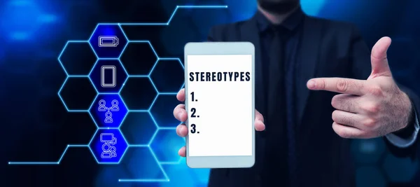 Handschrift Zeichen Stereotypen Business Überblick Jeder Gedanke Weit Verbreitet Von — Stockfoto