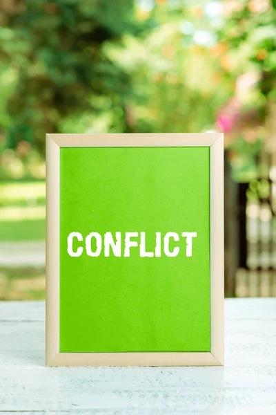 Handwriting Text Conflict Word Written Disagreeing Someone Goals Targets — Stock Photo, Image
