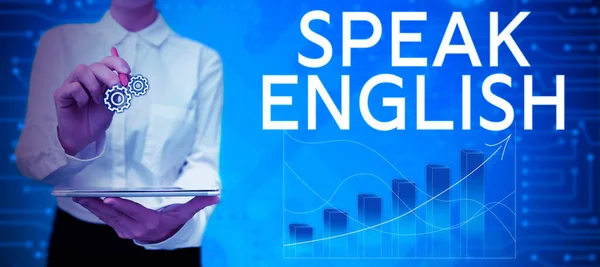 Conceptual Caption Speak English Business Showcase Study Another Foreign Language — Stockfoto