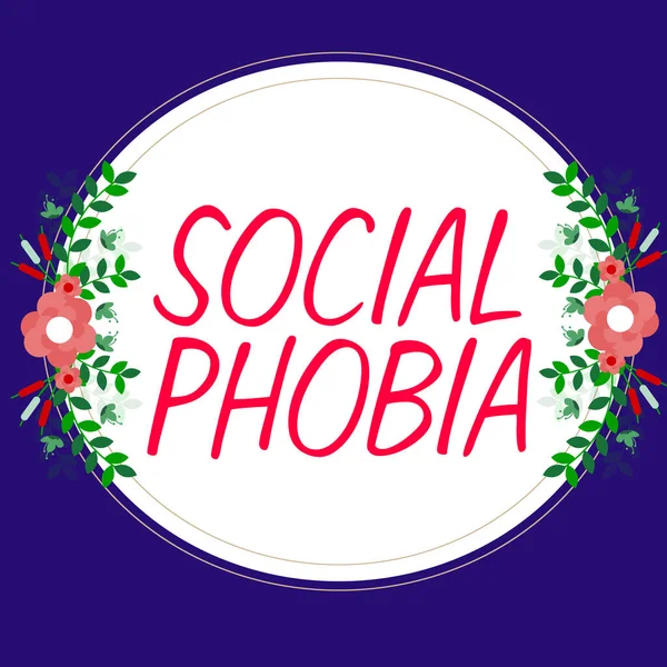 Hand writing sign Social Phobia, Business overview overwhelming fear of social situations that are distressing