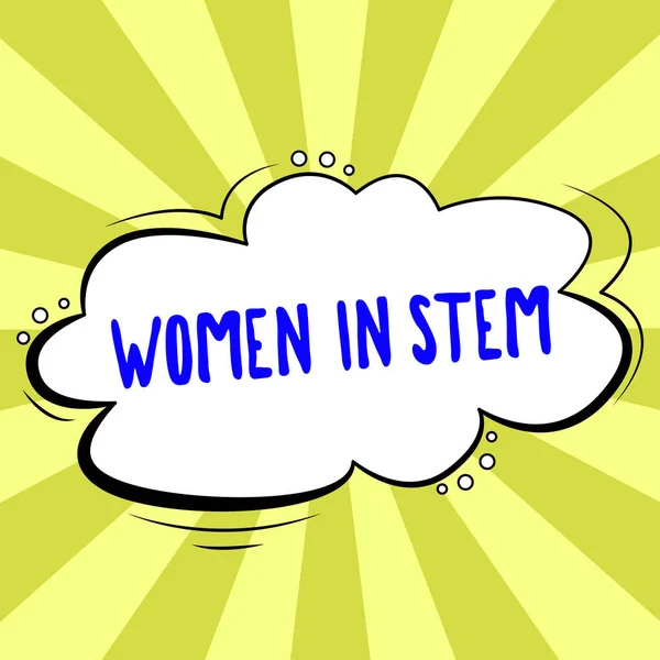 Sign Display Ing Women Stem Internet Concept Science Technology Engineering — стокове фото