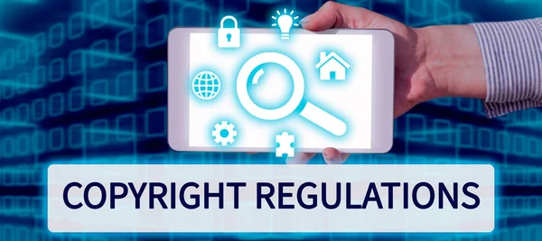 Texto Que Muestra Inspiración Copyright Regulations Business Idea Body Law —  Fotos de Stock