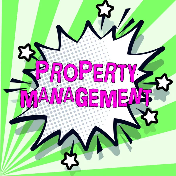 Conceptual caption Property Management, Business approach Overseeing of Real Estate Preserved value of Facility