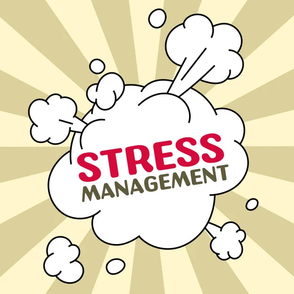 概念的な表示ストレス管理 ストレスを軽減する行動と思考の学習方法について書かれた言葉 — ストック写真