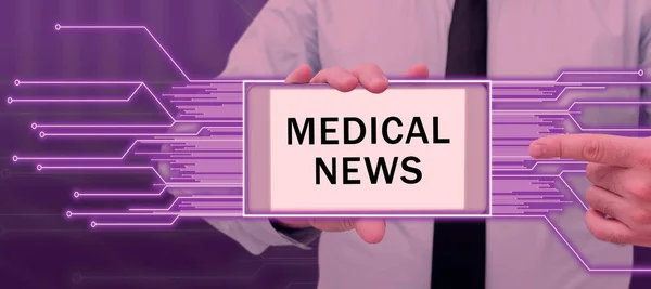 Text Sign Showing Medical News Business Showcase Report Noteworthy Information — Stockfoto