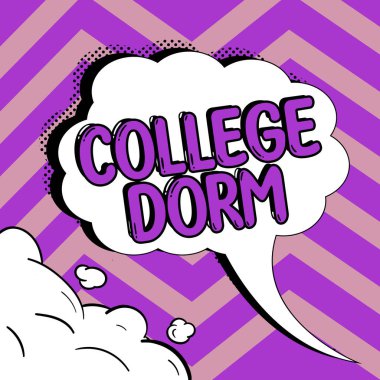 Üniversite Yatakhanesi, İşletme vitrinleri, üniversite bireyleri veya öğrenci grupları için odalar sunan metin işareti