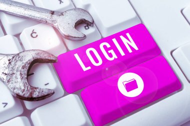 Giriş, Kavram, kullanıcı adı ve parola kaydı kullanılarak web günlüğü girildiğini gösteren metin işareti