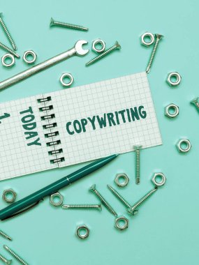 Hand writing sign Copywriting, Business idea writing the text of advertisements or publicity material