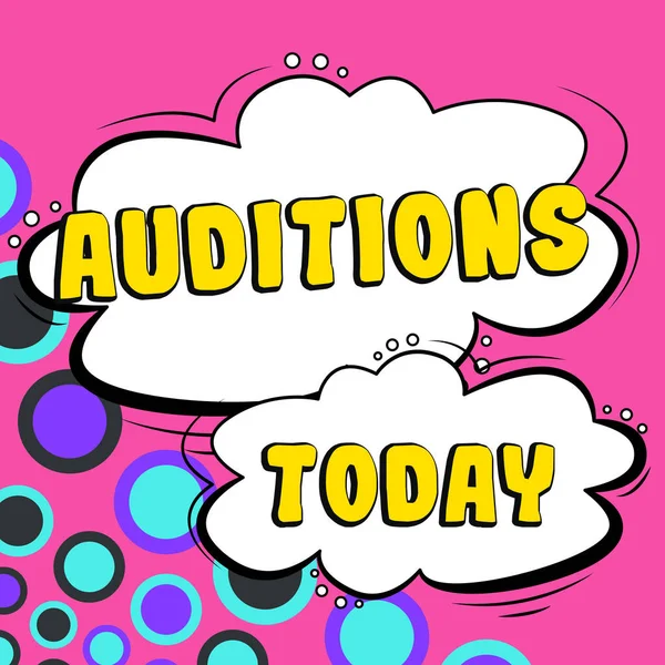 Hand Writing Sign Auditions Internet Concept Trial Performance Appraise Entertainers — 图库照片