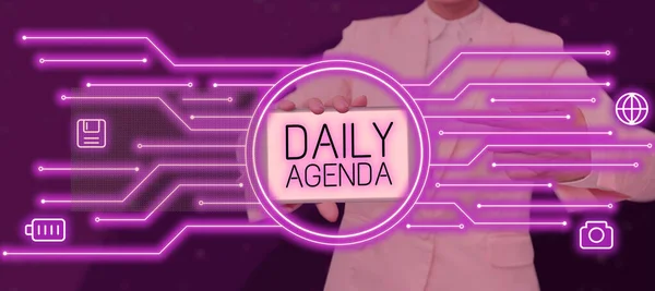Tekstbord Met Daily Agenda Business Showcase Lijst Van Onderwerpen Doen — Stockfoto