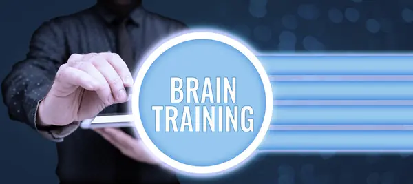 Inspiración Mostrando Signo Brain Training Negocios Muestran Actividades Mentales Para — Foto de Stock